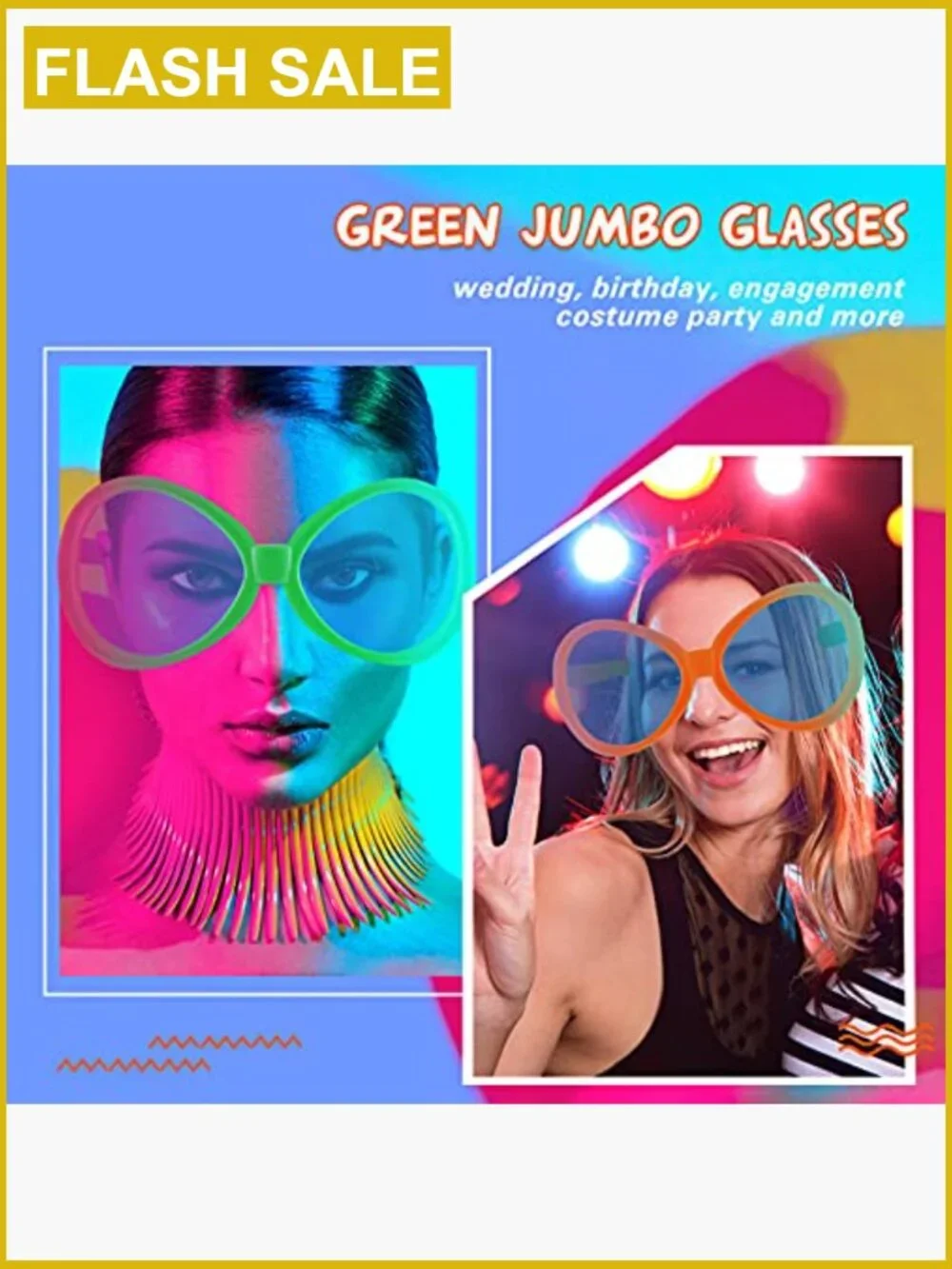 2 Sets Giant Jumbo Sunglasses Funny Clown Glasses Photo Props Party Favors